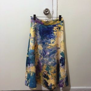 H&M textured watercolor floral midi skirt